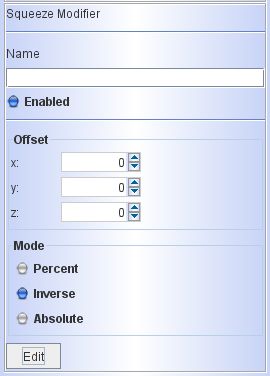 Squeeze modifier panel